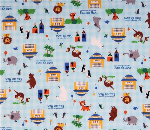 cute zoo animals Kokka fabric Japan Eau de Mer 2