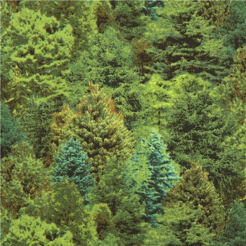 dark Evergreen Trees forest fabric Landscape Medley Elizabeth's Studio Fabric