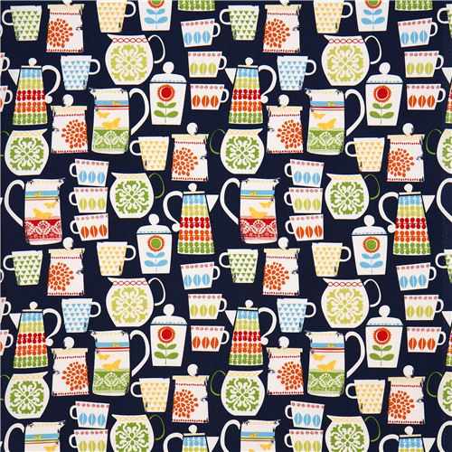 dark blue Michael Miller fabric cups and pots 2