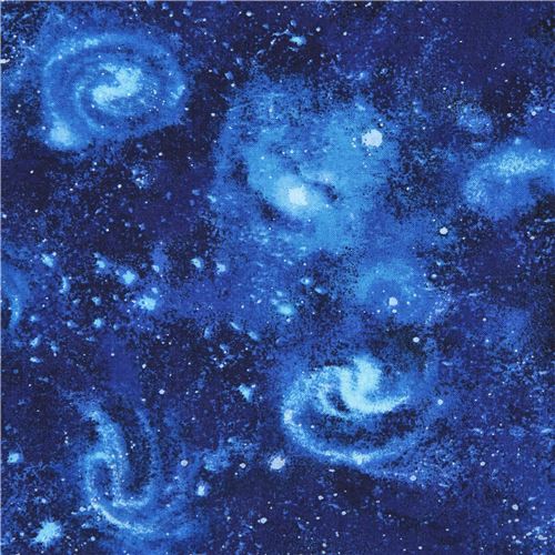 Tissu bleu fonc avec la galaxie et l'espace, Stargazers Tissu