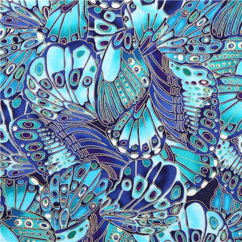 Tela azul oscuro mariposa Timeless Treasures Shimmer Tela