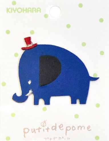Patch thermocollant, éléphant bleu foncé avec un chapeau rouge - 1 pièce 2