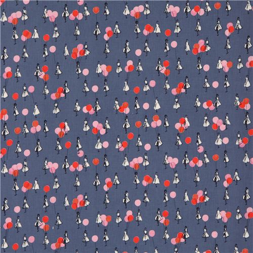 Remnant 35 cm - dark blue fabric with people balloon fabric by Cotton and Steel 2