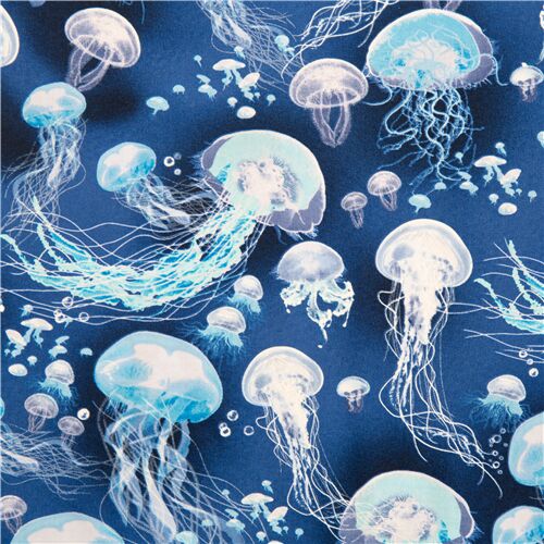 dark blue jellyfish fabric by Timeless Treasures Fabric
