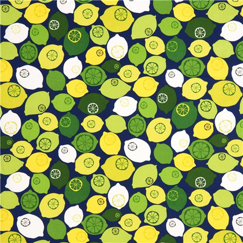 dark blue lemon fruit fabric par Robert Kaufman 2
