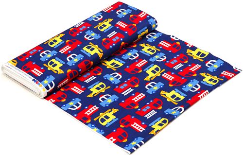 dark blue rescue vehicles fabric by Timeless Treasures USA 3