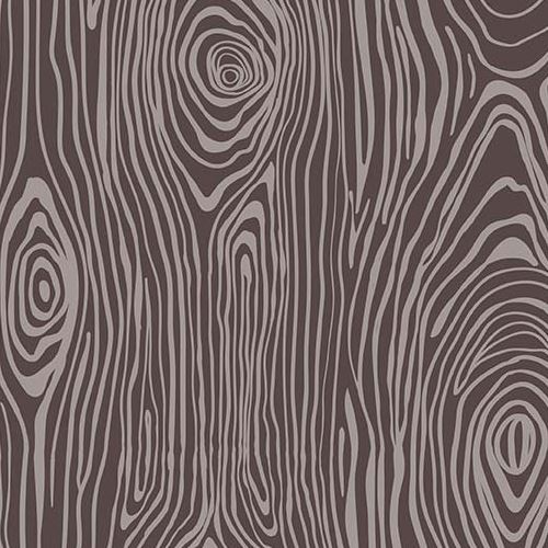 Tissu marron fonc Riley Blake, noeuds de troncs d'arbres taupe, Knock On Wood Tissu