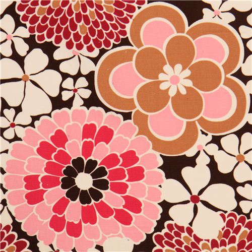 dark brown big flower corduroy fabric Timeless Treasures Fabric