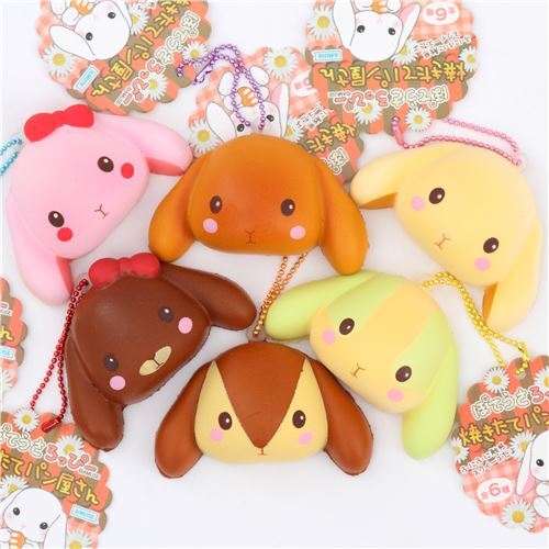 Squishy Amuse marron fonc� en forme de pain bun repr�sentant une t�te de lapin 4