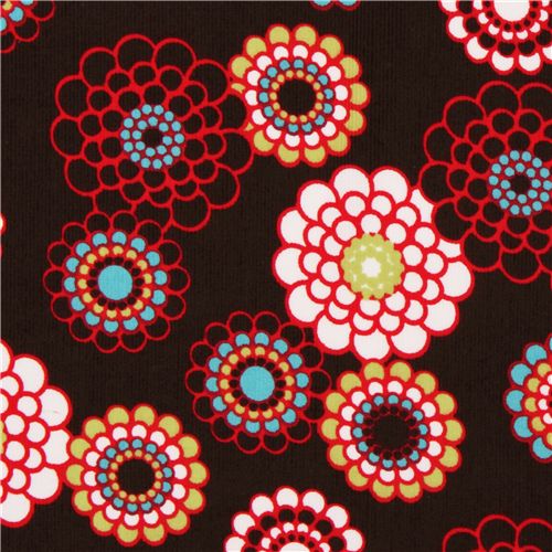 dunkelbrauner Blumen Kord Stoff von Robert Kaufman USA Stoff