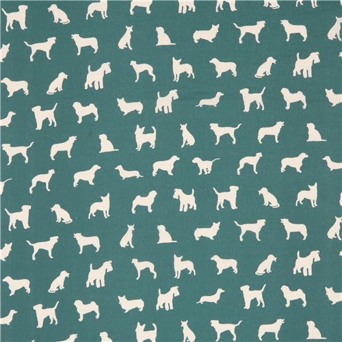 Rimanenza di (20 x 112 cm) - tessuto verde scuro silhouette bianche cani organico birch dagli USA 2
