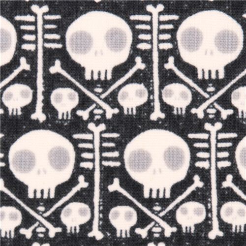 Tissu bio Dem Bones Cloud 9 X-Ray gris fonc, crnes Tissu