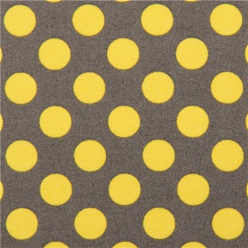 tessuto grigio scuro Michael Miller Ta Dot a pois gialli Tessuto