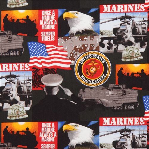 Tissu gris fonc avec des US Marines Tissu