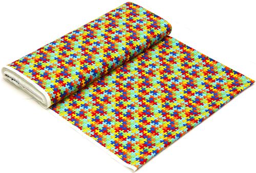 Designer Stoff mit bunten Puzzlestücken aus den USA 3