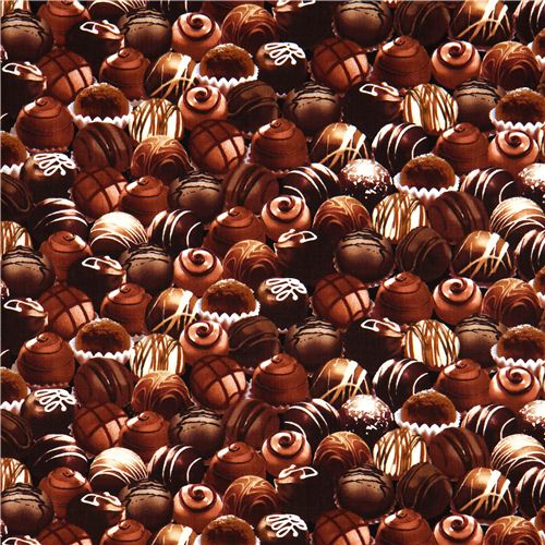 designer fabric with many chocolates 2