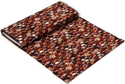 designer fabric with many chocolates 3