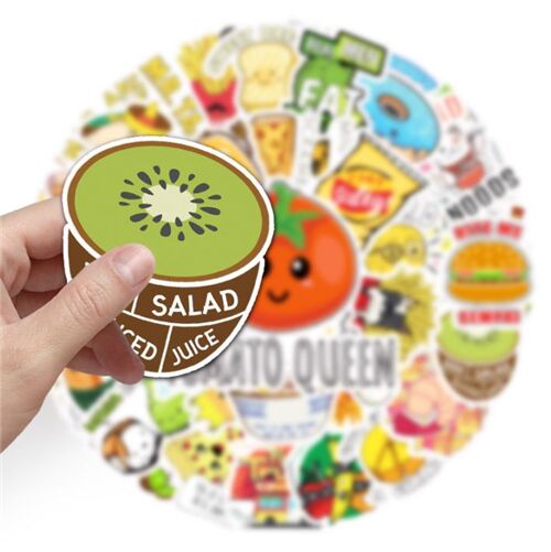 designs food diecut 50 unique sticker pack fruit veg crisps snacks 2
