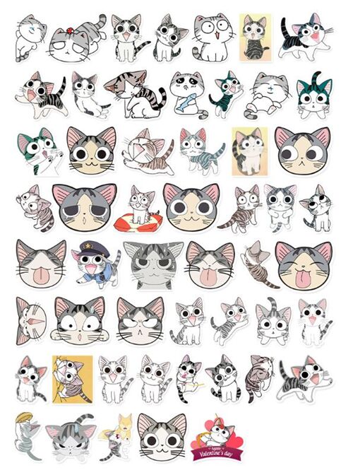 Pegatinas troqueladas de gato kawaii mascota adorable 50 modelos diferentes 4
