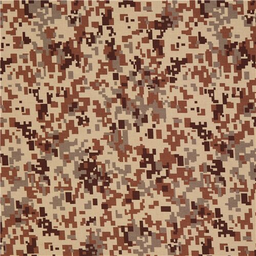 Digital Pixal Camouflage Khaki Army Fabric