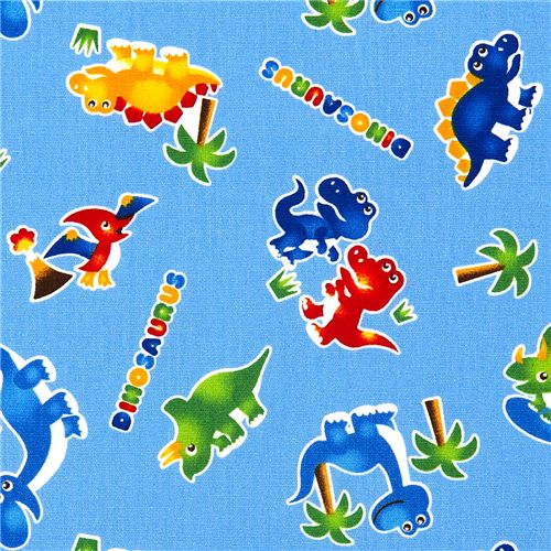 dinosaur fabric for boys palm trees Kokka 1