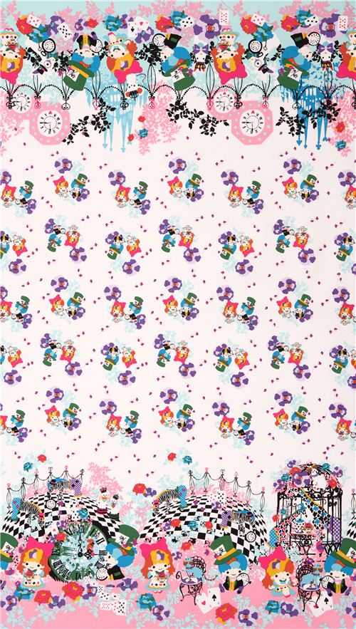 double border Little Twin Stars Alice in Wonderland Sanrio oxford fabric pink 0