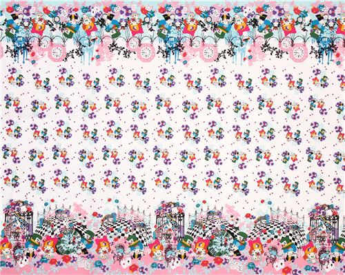 double border Little Twin Stars Alice in Wonderland Sanrio oxford fabric pink 0