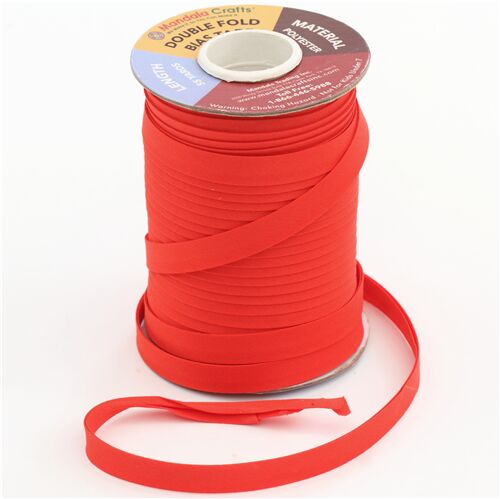 1cm Rotes doppelt gefalztes Schrgband 1m