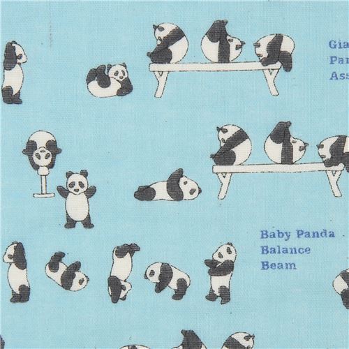 Tissu double gaze Kokka avec des pandas Tissu