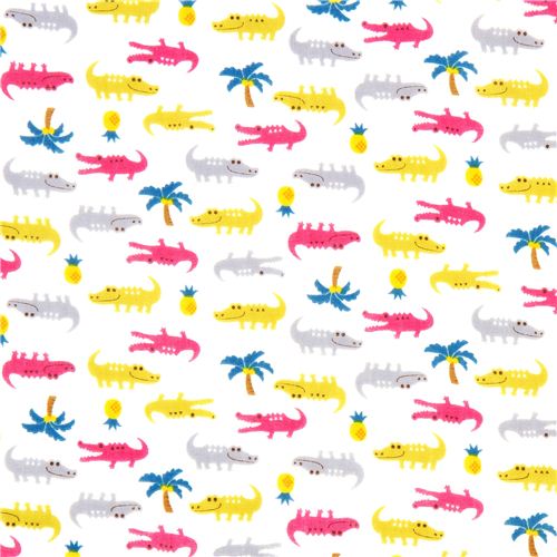 double gauze fabric little crocodiles dal Giappone2