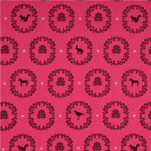 echino Canvas Kokka Stoff Ornamente Tiere pink Japan 2