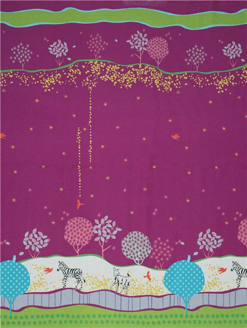 echino canvas Kokka fabric zebra meadow purple Japan 2