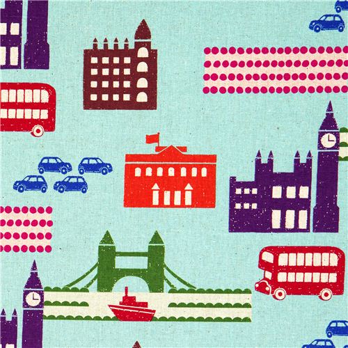 echino canvas designer fabric London blue from Japan 1