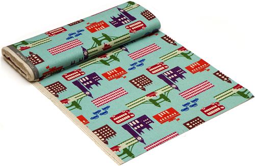 echino canvas designer fabric London blue from Japan 3