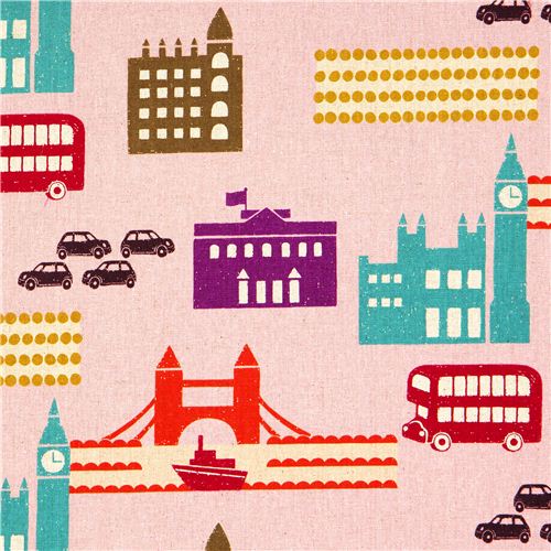 echino canvas designer fabric London pink from Japan 1