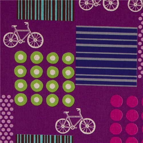echino Canvas Designer Stoff Fahrrad violett aus Japan 1