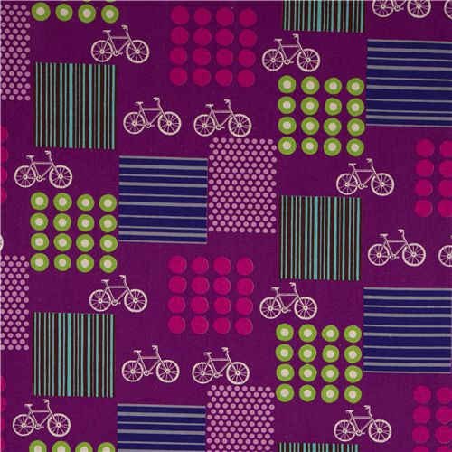 echino Canvas Designer Stoff Fahrrad violett aus Japan 2