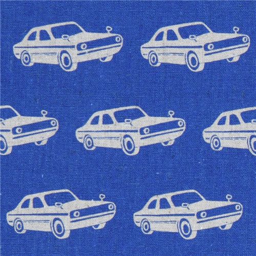 echino canvas designer fabric cars blue from Japan 1