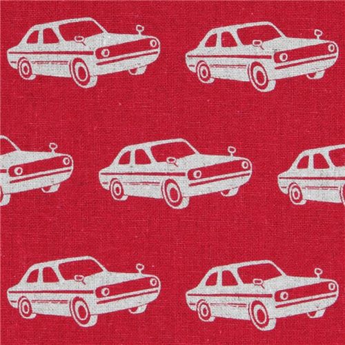 echino canvas designer fabric cars pink from Japan Fabric