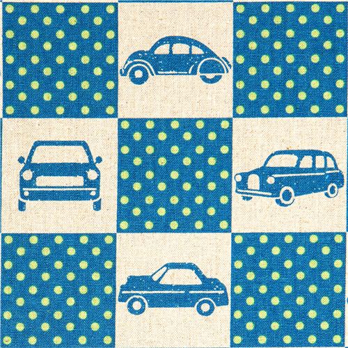 echino canvas designer fabric cars squares turquoise 1