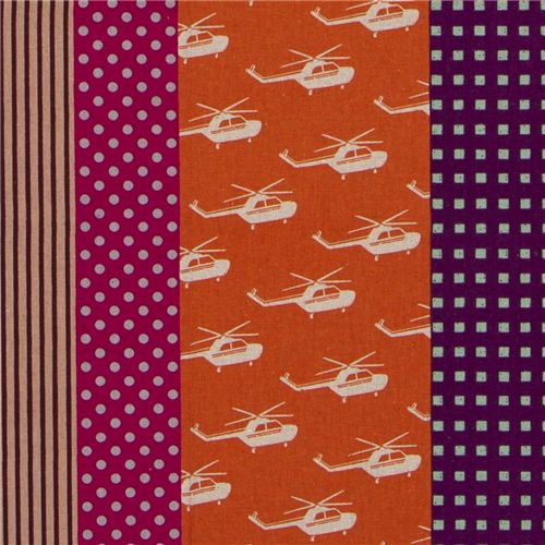 echino canvas designer fabric helicopter orange Japan 1