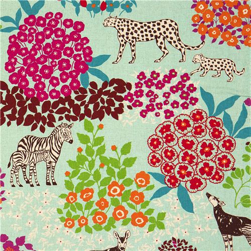 echino canvas fabric Bond turquoise zebra leopard 1