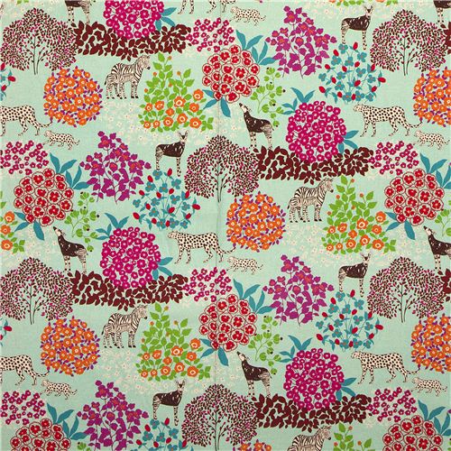 echino canvas fabric Bond turquoise zebra leopard 2