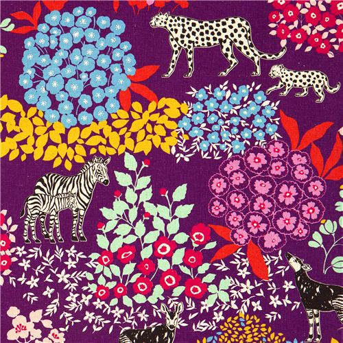 echino Canvas Stoff Bond violett Zebra Leopard 1