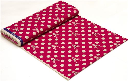 echino canvas fabric Buck stag with glasses pink 3
