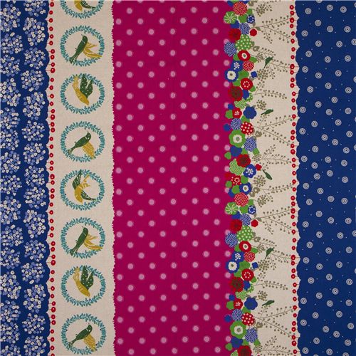 echino canvas fabric birds flap pink from Japan 2