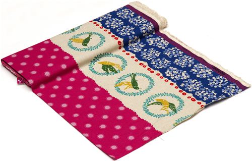 echino canvas fabric birds flap pink from Japan 3