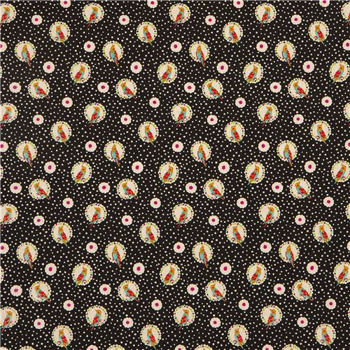 echino canvas fabric cockatiel bird black from Japan 2