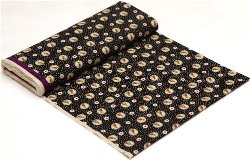 echino canvas fabric cockatiel bird black from Japan 3