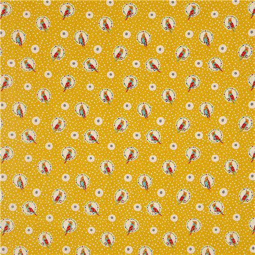 echino canvas fabric cockatiel bird yellow du Japon2